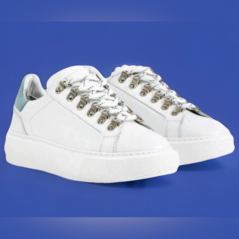 NWOT The Kooples Women's White Eyelet-detail Leather Trainers Sneakers -  Sz 41